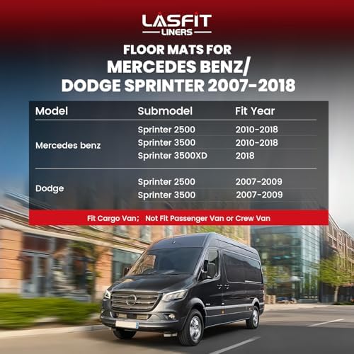 LASFIT Floor Mats for Mercedes Benz & Dodge Sprinter 2500/3500 2007-2018 - Image 2