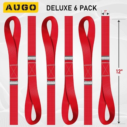 Soft Loop Tie Down Straps - 1,500 Load Capacity & 4,500 Lbs Breaking Strength - 6 Pack - Loops for Securing ATV, UTV, Motorcycles, Scooters, Dirt Bikes, Lawn & Garden Equipment - by AUGO - Image 4
