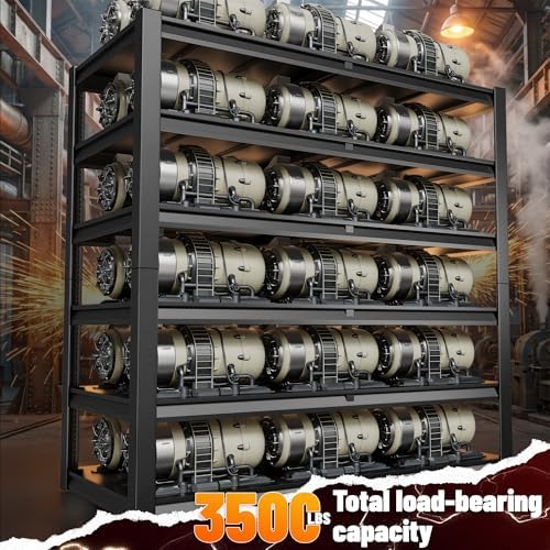 REIBII 84.1" H Garage Shelving, 3500LBS Storage Shelves Heavy Duty, Adjustable 6-Tier Metal Shelving for Commercial, Warehouse, Basement, Garage,Shop, 55.1" W x 25.8" D x 84.1" H - Image 3