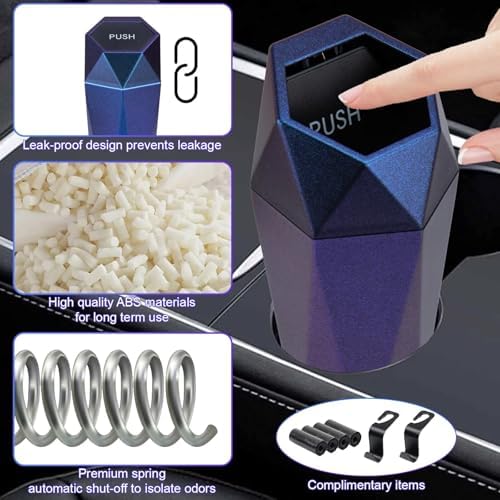 BFXM Car Trash Can Small Trash Bin with Lid Accessories for Women - Image 4
