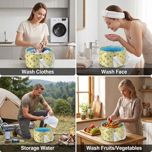 Foldable Bucket for Soaking Feet, Portable Foot Bath Tub Spa Basin Yellow Footbath Bucket for Travel Home Pedicure Outdoor Camping/Wash Face Vegetables Fruits(Yellow) - Image 6