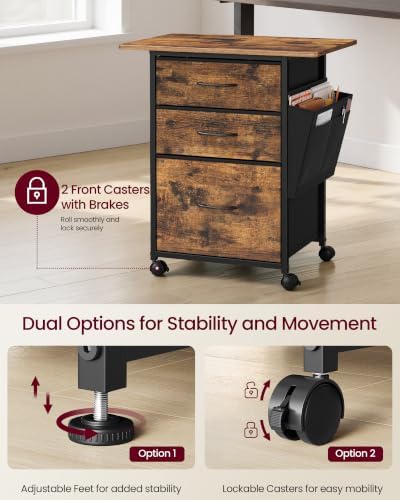 VASAGLE 3-Drawer File Cabinet, Mobile Printer Stand with Storage - Image 6