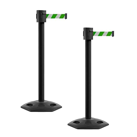 Montour Line MSR760 Set of 2 Retractable Belt Barrier Stanchion, Rubber Base by Montour+Line