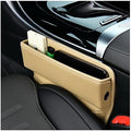 Ziciner Car Seat Gap Organizer, Premium Leather Auto Seat Storage Box, Vehicle Adjustable Front Seat Gap Filler, Car Seat Side Pocket Organizer for Phones, Glasses, Keys, Money, Cards (Beige) by Ziciner