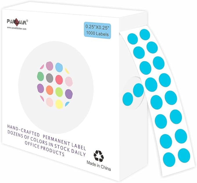 PARLAIM 0.25 Inch Color-Code Dot Stickers, 1000 Stickers Circle Colorful Coding by PARLAIM