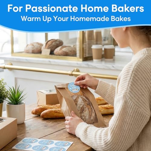 Baked with Love Stickers 120PCS 1.6 Inch Round Baking Labels for Cookies Cupcakes Dessert Table Treat Bags Gift Wrapping Birthday Party Candy Bags Homemade Packaging Small Business (Blue) - Image 4
