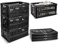 CleverMade Collapsible Utility Crates, 60L Storage Crate, 3 Pack, Obsidian by CleverMade
