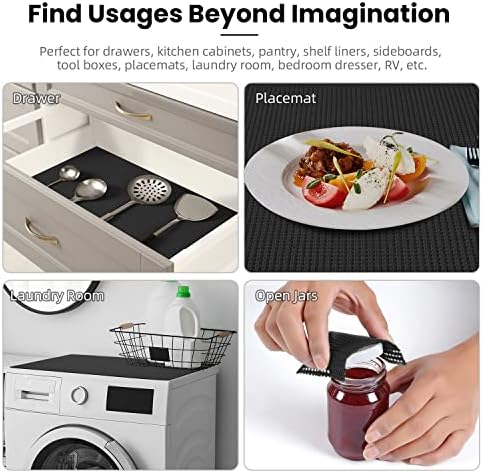 BAGAIL Non-Adhesive Shelf Liner, Thick Strong Grip Drawer Liners for Kitchen Cabinets, Heavy-Duty Easy Cut Cabinet Liners for Shelves, Pantry, Bathroom Cupboards - 20" x 30FT, Black - Image 7