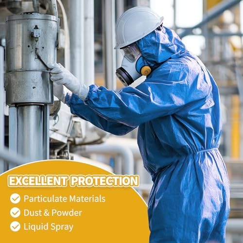 Painting Protective Suit, SMS Full Body Hazmat Suits Coveralls with Hood and Elastic Wrists for Mechanic Work - Image 3