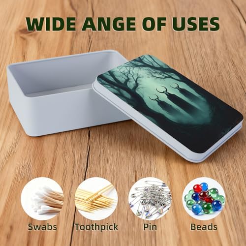 Small Metal Tins Box-4.7" x3.5"x1.6" Rectangular Empty Storage Box With Lid Decorative Organizer Storage Tin Case For Office/Cookie/Candy/Jewelry/Photo/Letter-Skull Forest - Image 3