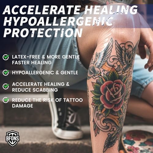 BFONS Tattoo Aftercare Waterproof Bandages 6 in x 11 yd Tattoo Cover Up Tape, Tattoo Supplies Second Skin Bandage Flat Roll Transparent Film Wound Healing Protective Clear Sterile and Safe Bandages - Image 5
