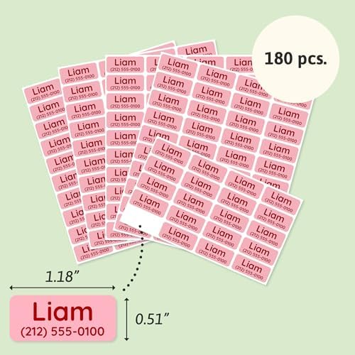 TeddyLabels - Clothing Labels for Nursing Home (180) – Self-Adhesive Name Tags for Clothes and Personal Items. Personalized Labels for Daycare, Nursing Homes, and Laundry Use - Pink - Image 6