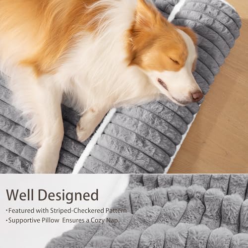 Orthopedic Large Dog Bed Pillow Pet Sofa Bed 36''X24'' Grey - Image 5