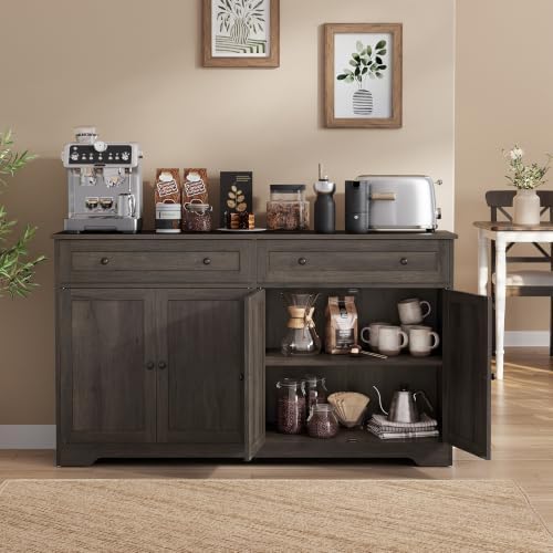 VASAGLE Buffet Cabinet, Sideboard, 4 Doors, 55.1 x 15.8 x 31.5 Inches by VASAGLEbySONGMICSHOME