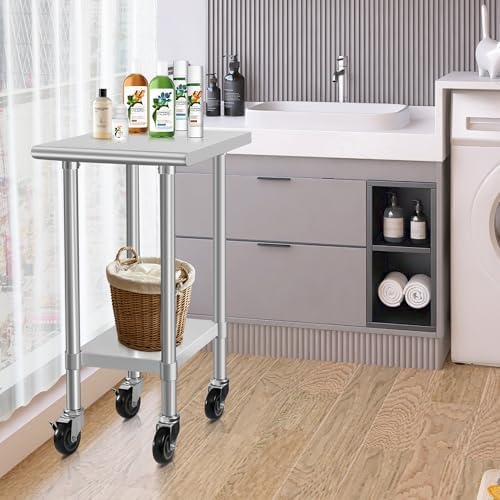 HARDURA Stainless Steel Commercial Table 24×18 Inches with Casters - Image 7