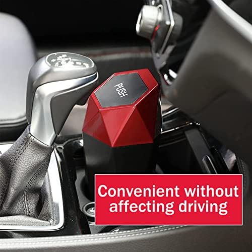 JUSTTOP Car Trash Can with Lid, Easy to Clean, Diamond Design Small Automatic Portable Trash Can, Used in Car Home Office Interior Accessories, 2PCS (Red) - Image 6