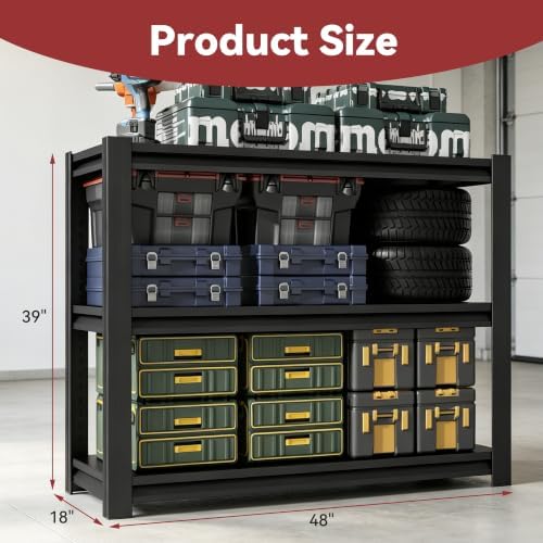 SAWJEC 39" H x 48" W x 18" D Heavy Duty Garage Storage Shelves - Image 3