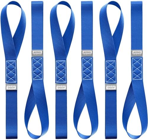 AUGO Heavy Duty Soft Loops –Pack of 6-1.5” x 17” Tie Down Anchor Straps for Use w/Ratchet Strap Hooks – 3000Lb Load Capacity & 10,000Lb Break Strength – Great for Motorcycle, Bike, Roof Rack, Etc. by AUGO