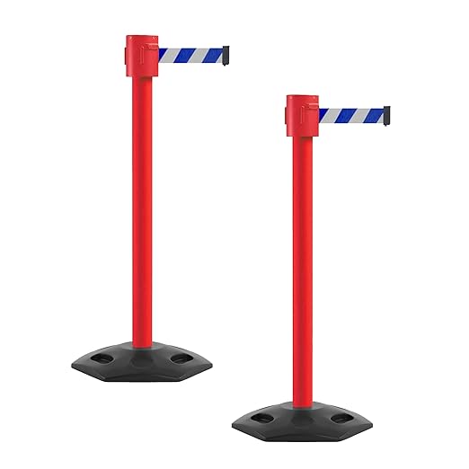 Montour Line MSR760 Set of 2 Retractable Belt Barrier Stanchion, Rubber Base by Montour+Line