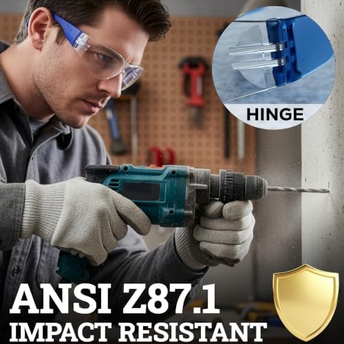 BISON LIFE Clear/Blue Safety Glasses for Men & Women, ANSI Z87.1, 6 Pack - Image 4