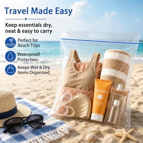 5 Gallon Extra Large Zipper Bag, 18” x 24” Clear Plastic Zip Bag with Handle for Storage, Moving Travel, 2mil Thick Resealable Lock, 40 pack - Image 5