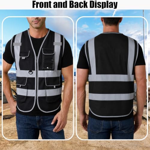 HYCOPROT High Visibility Safety Vest Hi Vis Reflective Construction Vests with Pockets for Men Women,Meets ANSI/ISEA Standard - Image 5