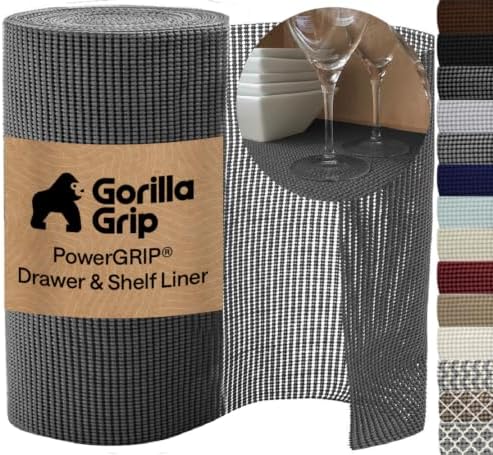 GORILLA GRIP powerGRIP Drawer Shelf and Cabinet Liner, 12"x30', Charcoal by GorillaGrip