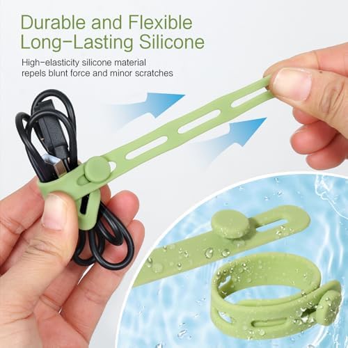 Donruby 24Pcs Silicone Cable Ties, Reusable Cord Organizer Straps, 4 Colors - Image 4