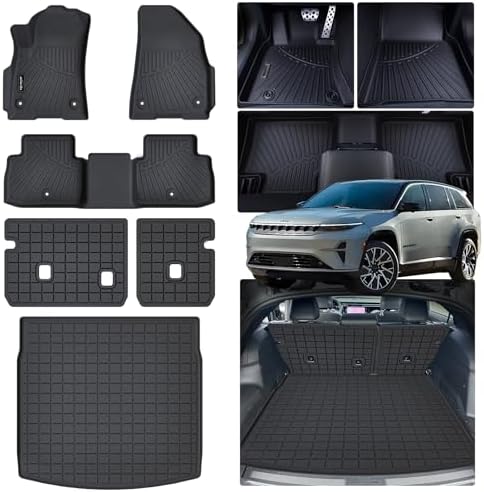 Floor Liners & Cargo Liners & Backrest Mat for 2025 Jeep Wagoneer S 4xe EV,TPE All Weather Protection Floor Mat with Trunk Mat Covering The Backrest by AltraVosAllWeatherCarMats