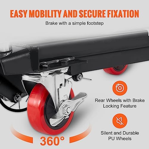 VEVOR TF23 Hydraulic Lift Table Cart, 500lbs Capacity 28.5" with 4 Wheels and Non-Slip Pad, for Material Handling and Transportation, Black - Image 4