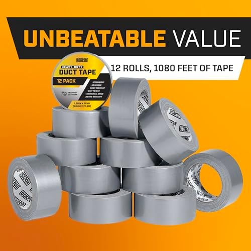 Lockport Duct Tape Heavy Duty Waterproof - 30 Yards x 2 Inch - 12 Roll Pack Silver Duct Tape Bulk Pack - No Residue, Flexible, Strong, All-Weather and Easy Tear - Grey Heavy Duty - Image 2