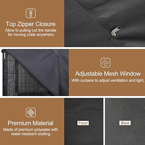 HiCaptain 36-Inch Dog Crate Cover with Mesh, Waterproof Kennel Cover, Black - Image 5