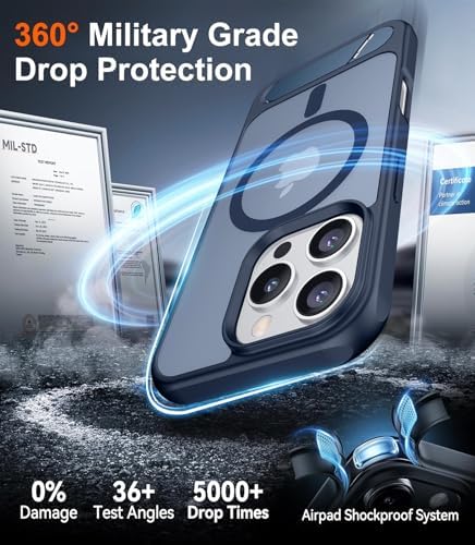Temdan Magnetic Compatible with iPhone 16 Pro Case, [Built-in Invisible Kickstand][Compatible with MagSafe] [Military Grade Shockproof] Slim Translucent Matte Phone Case for iPhone 16 Pro 6.3" - Image 4