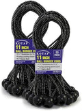 Kotap BB-11B Ball Bungee Cord, Heavy-Duty & Versatile, Indoor & Outdoor, Tarp Tie-Down, Organize & Secure, 11-Inch, Black, (50 Pack) by Kotap