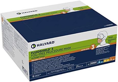 HALYARD FLUIDSHIELD 3 Disposable Procedure Mask, Fog-Free, with SO Soft Earloops, Wraparound Visor, Orange, 28800 (Box of 25) - Image 2