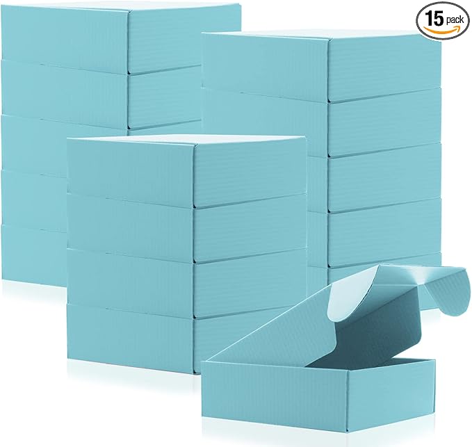 15 Pcs Light Blue Cardboard Boxes Shipping Boxes, Recyclable Colored Corrugated by Unknown