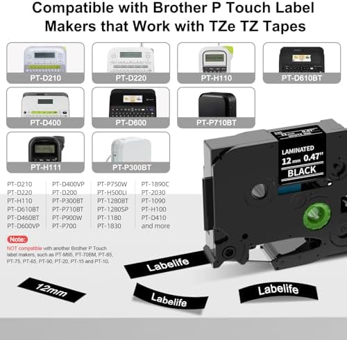 TZe-335 TZe335 Replacement for Brother P Touch TZe Label Maker Tape Black - Image 2