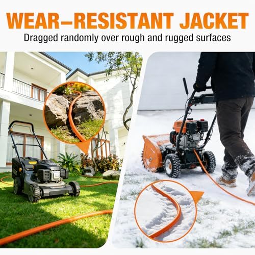 12/3 Gauge Outdoor Extension Cord 6 FT Heavy Duty Waterproof Orange - Image 7