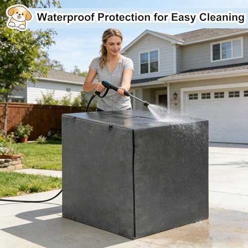 HiCaptain 42-Inch Dog Crate Cover, Waterproof Kennel Cover, Minimalist Gray - Image 4