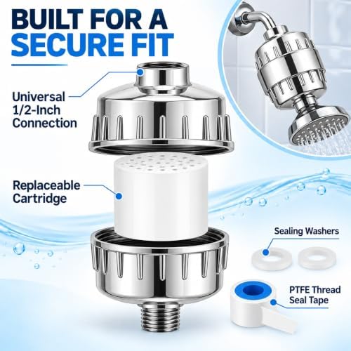 20 Stage Shower Filter for Hard Water, High Flow Shower Head Filter - Image 2