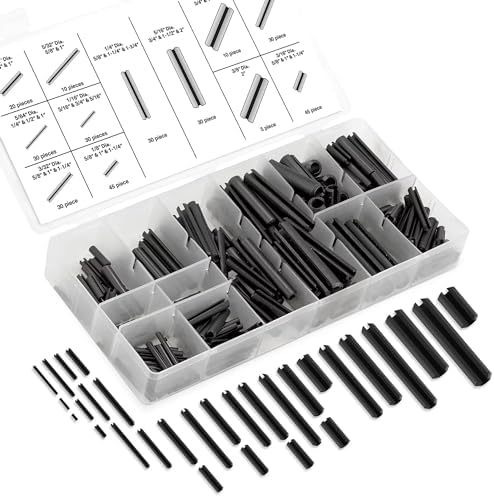 Neiko 50412A Roll Pin Assortment Set with Storage Case | 315 Pieces | SAE | Slotted Spring Steel | Black Dowel Tension Roll Pin by NeikoTools