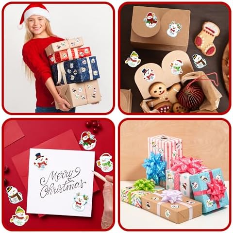 500 Pcs Christmas Snowman Thank You Stickers Roll Xmas Winter Holiday Adhesive Labels Tags for Supporting My Small Business Envelope Seals Shop Cards Handmade Crafts Party Favors Gift Packing Wrapping - Image 6