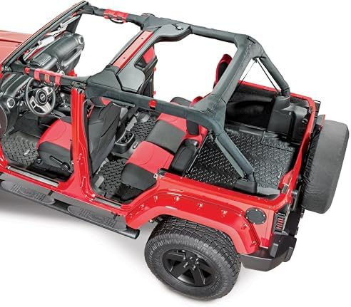 Quadratec Ultimate Front & Rear Floor Liner Set with Cargo Mat - Fits Jeep Wrangler JK 4-Door 2007-2013 - All Weather Deep Tread Custom Contoured Floor Mats (Fits 07-10 Without Subwoofer) - Image 6