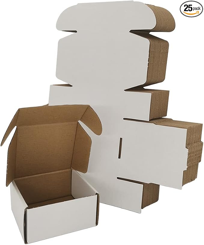 4x4x2'' Small Shipping Boxes 25 Pack, Mailing Packaging Supplies by Rnisda