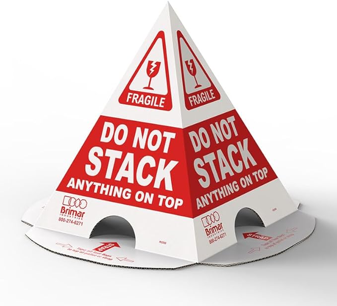 Brimar - 8.5" × 8.5" × 10″ - Do Not Stack Cone - 3.55mm Corrugated Cardboard- by BrimarIndustries