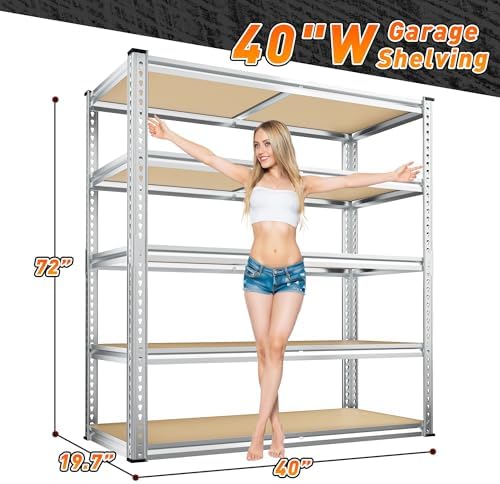 REIBII 2500LBS Garage Shelving,40"W Rust-Proof Storage Shelves For Basement - Image 3