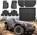Custom for 2007-2018 Jeep Wrangler JK 4 Door Floor Mats & Cargo Liner & Backrest Mat All Weather TPE Rubber Protection Mat (for 2007-2018 JK 4 Door Accessories 6 Pcs) by Wqyimat