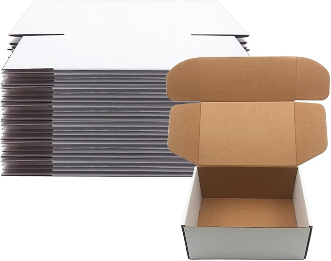 9x6x4 inch Shipping Boxes Set of 25，White Corrugated Cardboard Box by Livejun
