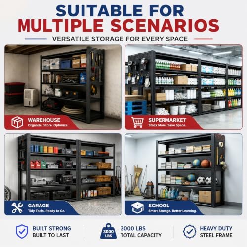 Garage Shelving, 3300 LBS Storage Shelves with Side Guard - Image 7