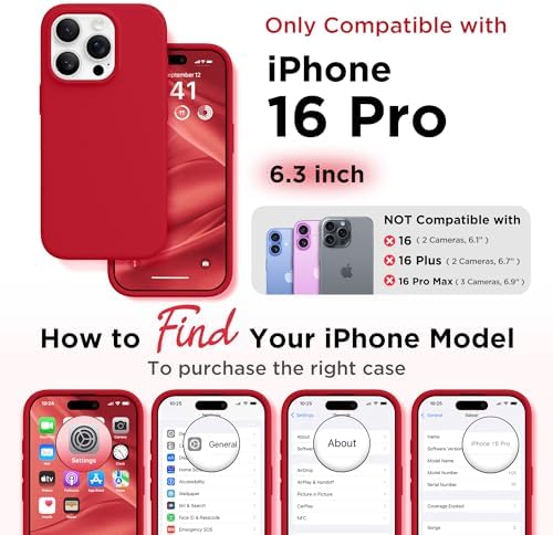 GolbinBox Magnetic for iPhone 16 Pro Case, Silicone Cover, Red - Image 2